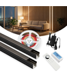 240cm LED Akustikpanel-sæt, sort - 2 stk. CCT LED strips (240cm) m. 78W strømforsyning - WiFi eller RF