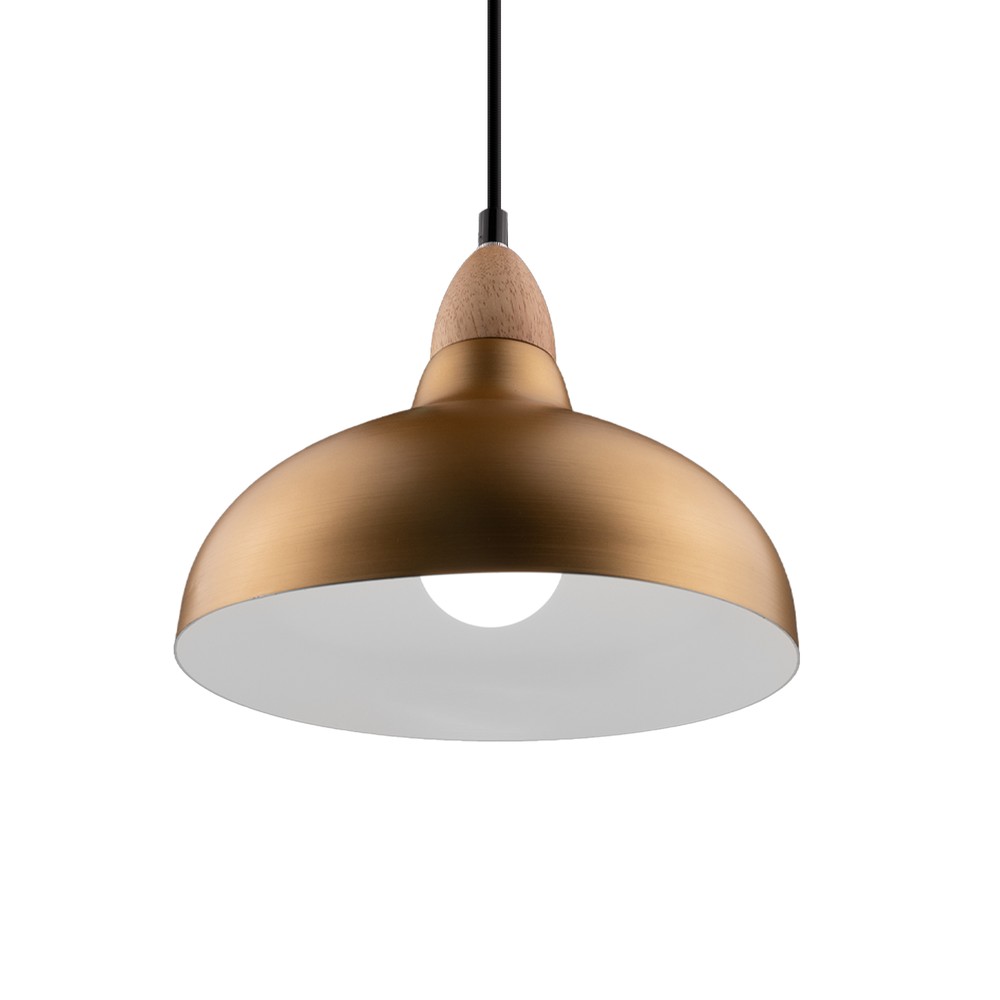 BIRK Børstet Messing Ø19cm pendel - E27 fatning, 2m ledning, Aluminium