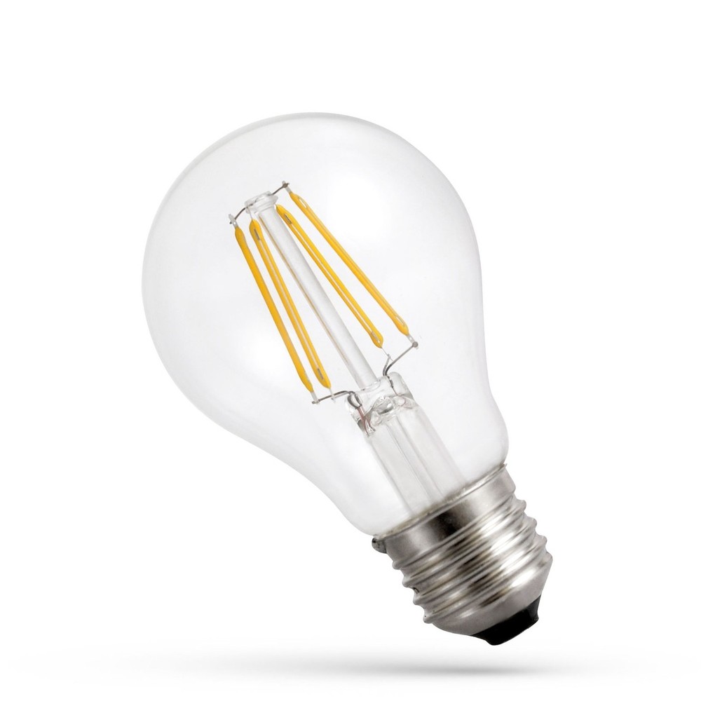 E27 8,5W LED pære - A60, filament, klart glas - Dæmpbar : Ikke dæmpbar, Kulør : Neutral