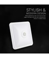 12W LED sensorlampe, CCT - 3 lyskulører, PIR sensor, 6 års garanti, Cree, firkantet, hvid