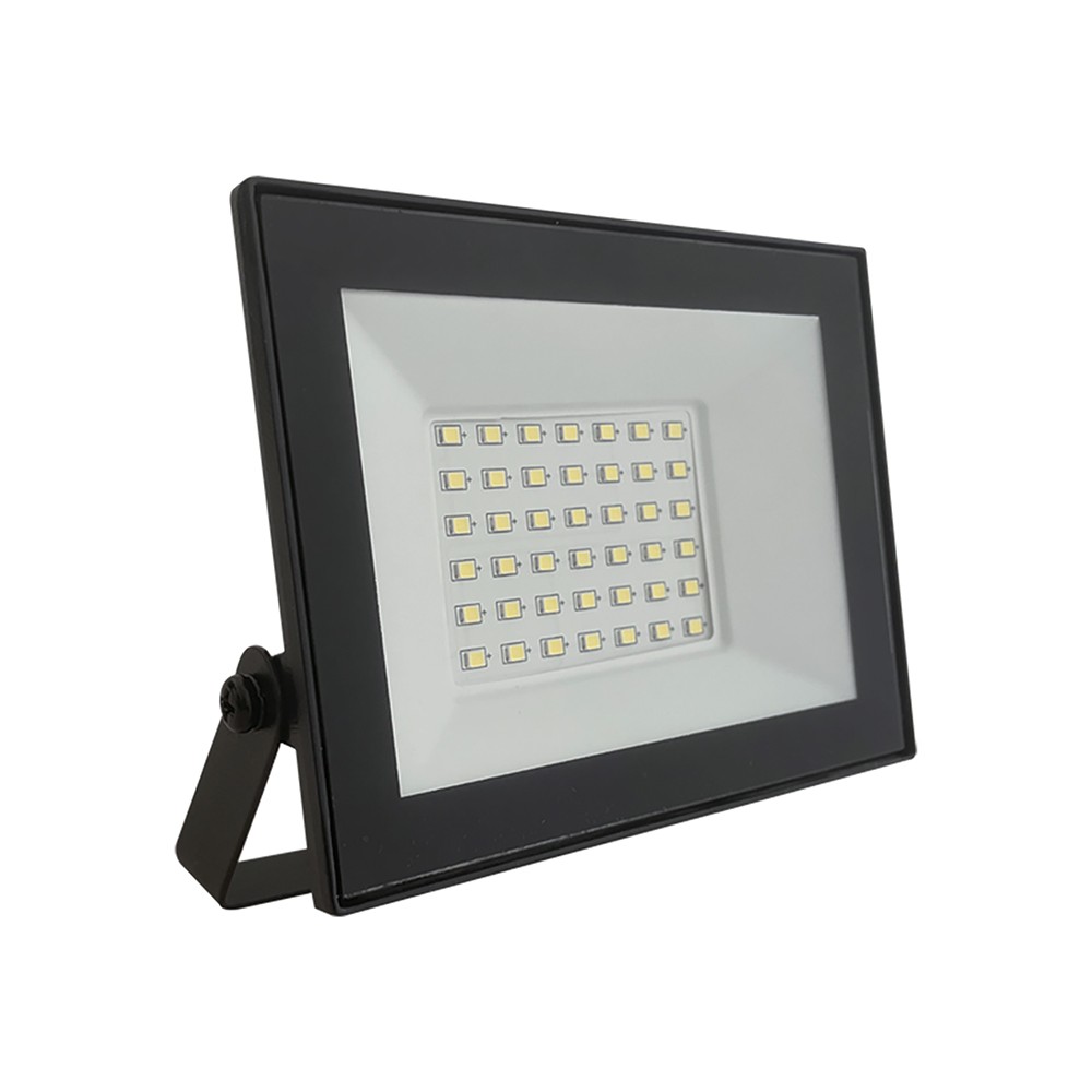 V-Tac 30W LED projektør - Sort, 6500K, Slimline - Kulør : Kold