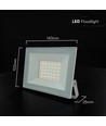 30W LED projektør - Hvidt hus, 6500K