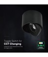 12W LED påbygningsspot - IP44, sort, CCT, Cree chip