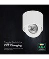 V-Tac 18W LED påbygningsspot - IP44, Cree chip, 3-i-1 CCT, hvid