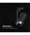 V-Tac 30W 3-faset zoombar skinnespot - CCT, 25°-50°, sort