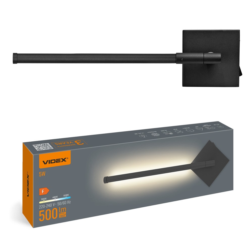 EN: LED wall light WL041 5W varm hvid neutral kold 230V black - Kulør : Neutral