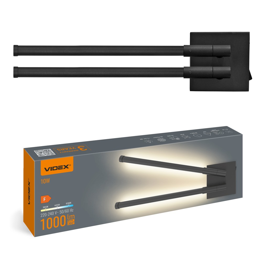 10W LED væg/loftlampe - Sort, CCT, 3 lyskulører - Kulør : Neutral