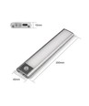 20cm 1,5W LED skabslampe med sensor - Sølv, genopladelig, IP20