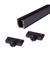 3-Faset PENDEL skinnesæt - 1m, Sort, 2 Lampeholdere