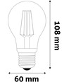 3,8W LED pære - 212 lm/W, A60, kultråd, klart glas, E27