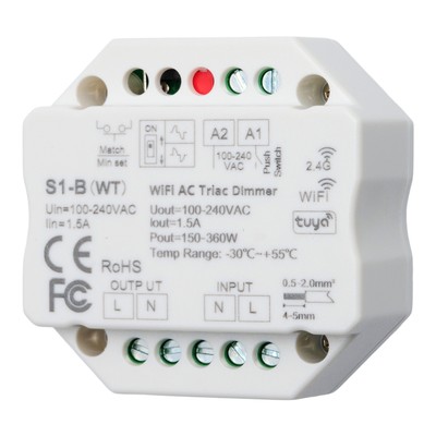 Billede af LEDlife rWave indbygningsdæmper - Tuya Smart/Smart Life, RF, 200W LED dæmper, til indbygning