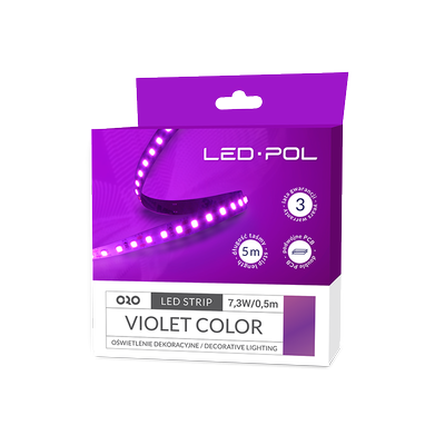 LED strip 120 LED/m 12V 14,6W/m IP20 10mm VIOLET 3 års garanti – Kulør : Neutral