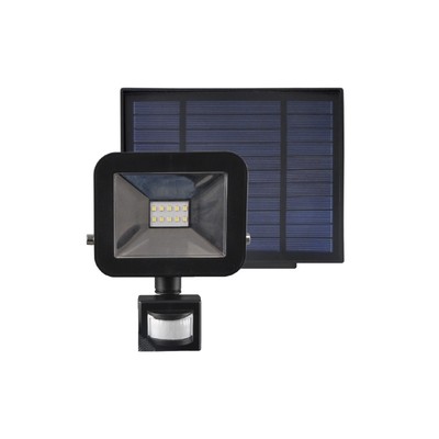 Solar lampe type projektørlys LED med solpanel ledning 5m bevægelse PIR sensor 10W IP54 120x100mm batteri 1800mAh – Kulør : Kold