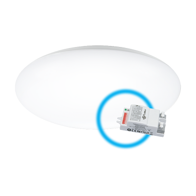 LED armatur med dæksel 18W IP44 IK05 Stål/PC Ø267x85mm justerbar sensor mikrobølge MERRYTEK 3 års garanti – Kulør : Neutral