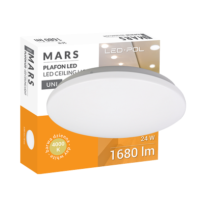 LED armatur med dæksel 24W IP20 Stål/PC Ø380x55mm – Kulør : Neutral