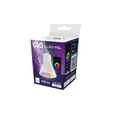 LED-lampe styret med appen LEDPOL SMART 50x56mm 5,5W RGBWW 3000K-6500K dæmpbar