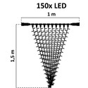 Outlet: 23 Watt LED Lysgardin Lyskæde - 1x1,5 meter, Kold Hvid, 150 Led