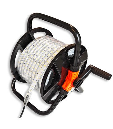 Arbejdslys 25m LED strip på tromle - 230V, IP67, 120 LED/m, 9W/m, 1320 lm/m