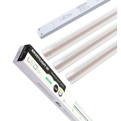 Troldtekt LED dæmpbar skinnesæt 3×60 cm – Planforsænket Triac dæmpbar Akustilight inkl. ledninger og driver – Dæmpbar : Dæmpbar Kulør : Varm
