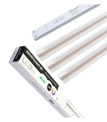 Troldtekt LED dæmpbar Skinnesæt 3x90 cm - Planforsænket, Triac dæmpbar, Akustilight inkl. ledninger og driver