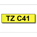 Restsalg: Tape TZeC41 sort tekst på fluorescerende gul tape 18mm x 8m kompatibel TZC41