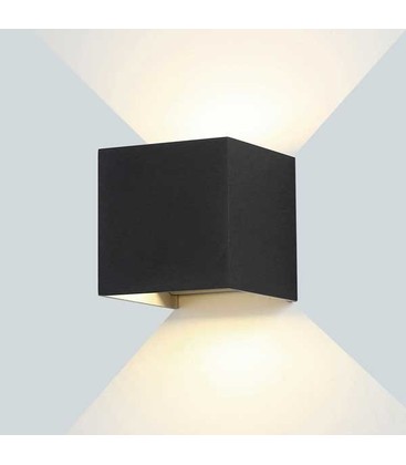 Restsalg: 6w sort væglampe - firkantet, justerbar spredning, IP54