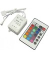 RGB sæt: 10 meter LED strip 30 LED, 7,2w, kontroller og transformator