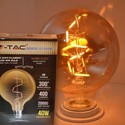 V-Tac 4W LED globepære - Kultråd, Ø9,5 cm, ekstra varm hvid, 2200K, E27