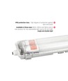60cm 18W Limea T8 LED dobbeltarmatur - IP65 vandtæt, Inkl. 2x9W LED rør