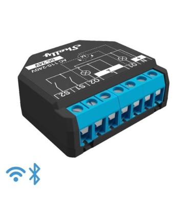 Shelly Plus 2PM - WiFi relæ/jalousi, 2 kanaler med effektmåling (24VDC/230VAC)