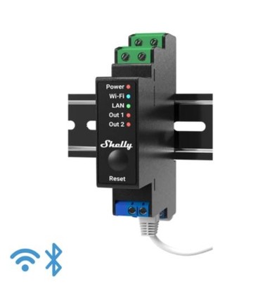 Shelly Pro 2PM - WiFi relæ/jalousi, 2 kanaler med effektmåling (230VAC)