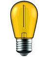 E27 1W LED kronepære - Gul, kultråd