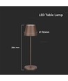 V-Tac opladelig bordlampe, trådløs - Cortenfarvet, IP54 udendørs bordlampe, touch dæmpbar, model mini