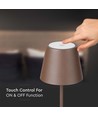 V-Tac opladelig bordlampe, trådløs - Cortenfarvet, IP54 udendørs bordlampe, touch dæmpbar, model mini