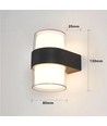 9W LED væglampe - IP65 udendørs, rund, sort, op/ned, inkl. lyskilde
