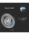 MR16 eller GU10 Downlight kit - Uden lyskilde, Krom, Hul: Ø7,4 cm, Mål: Ø8,2 cm