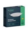 V-Tac 6W LED indbygningspanel - Hul: Ø11 cm, Mål: Ø12,5 cm, 230V