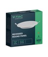 V-Tac 18W LED indbygningspanel - Hul: Ø20,5 cm, Mål: Ø22,8 cm, 230V