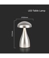 Outlet: V-Tac opladelig CCT bordlampe - Champagne/Guld, IP20, touch dæmpbar, model mini