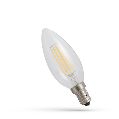 Spectrum 6W LED pære - C35, kultråd, ekstra varm hvid, 1800K, E14 - Dæmpbar : Ikke dæmpbar, Kulør : Ekstra varm