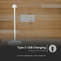 Outlet: V-Tac opladelig 3i1 bordlampe - Hvid, IP20, touch dæmpbar, model mini