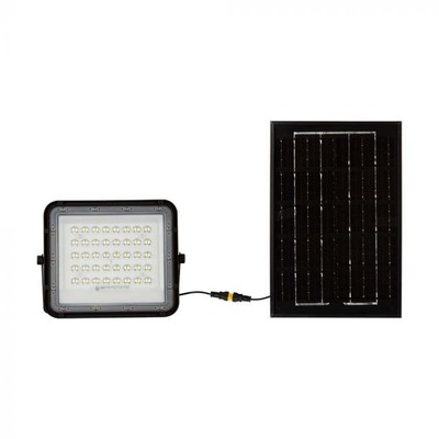 Billede af V-Tac 40W Solcelle projektør LED - Sort, inkl. solcelle, fjernbetjening, indbygget batteri, IP65 - Kulør : Neutral