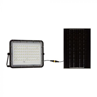 V-Tac 15W Solcelle projektør LED - Sort, inkl. solcelle, fjernbetjening, indbygget batteri, IP65 - Kulør : Neutral