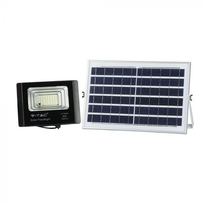 V-Tac 12W Solcelle projektør LED - Sort, inkl. solcelle, fjernbetjening, IP65 - Kulør : Neutral