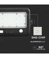 V-Tac 10W LED Solcelle projektør - Sort, inkl. solcelle, sensor, IP65