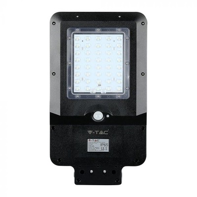 V-Tac 15W Solcelle gadelampe LED - Sort, inkl. solcelle, sensor, IP65 - Dæmpbar : Ikke dæmpbar, Kulør : Neutral