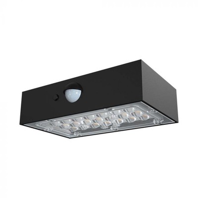 V-Tac 3W Solcelle væglampe LED – Sort sensor IP65 – Kulør : 2-i-1