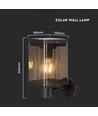 2.5W Væglampe LED - IP54, sort, sensor, solcelle