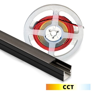 Billede af Profilsæt til akustikpanel inkl. CCT LED strip - CCT LED strip, komplet med sort cover og endestykker