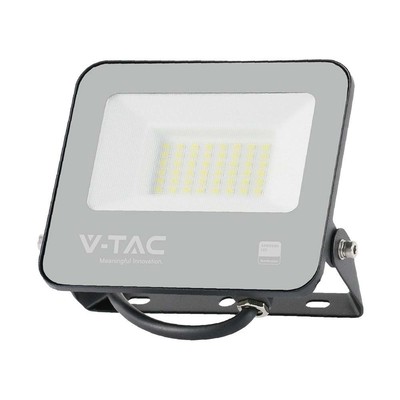 V-Tac 30W LED projektør - 185LM/W, arbejdslampe, udendørs - Dæmpbar : Ikke dæmpbar, Farve på hus : Sort, Kulør : Kold